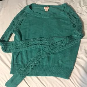 Teal Sweater w/ fishnet-esque Sleeves